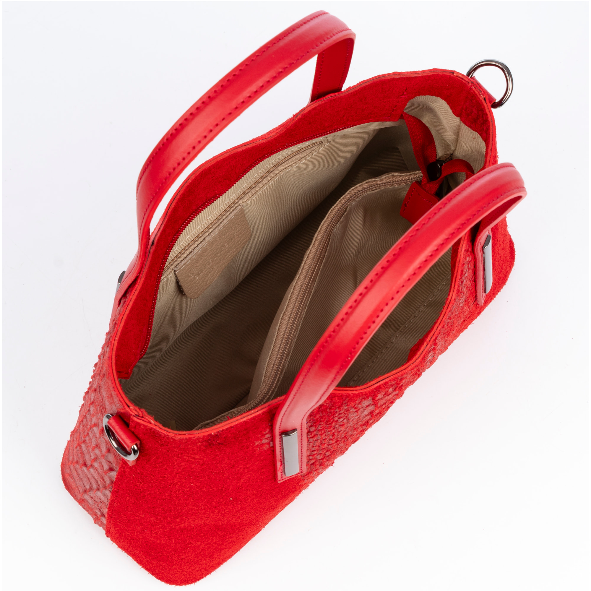 Fiesole bolso tote mujer. Piel auténtica Gamuza grabado cocodrilo.