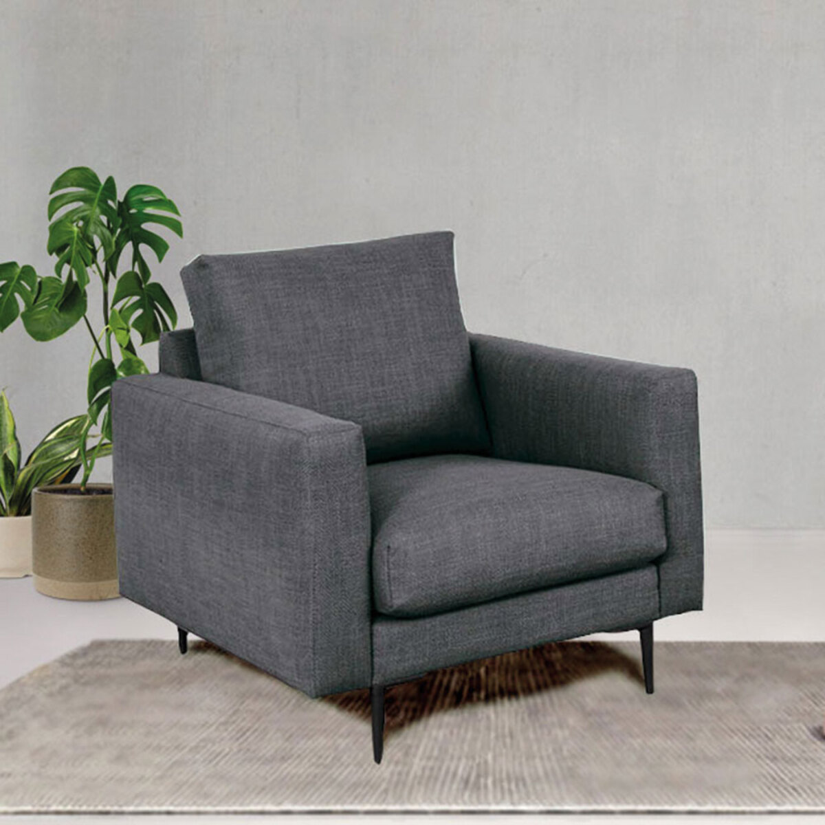 Fauteuil Caruso Tissu Gris foncé - 1 Place