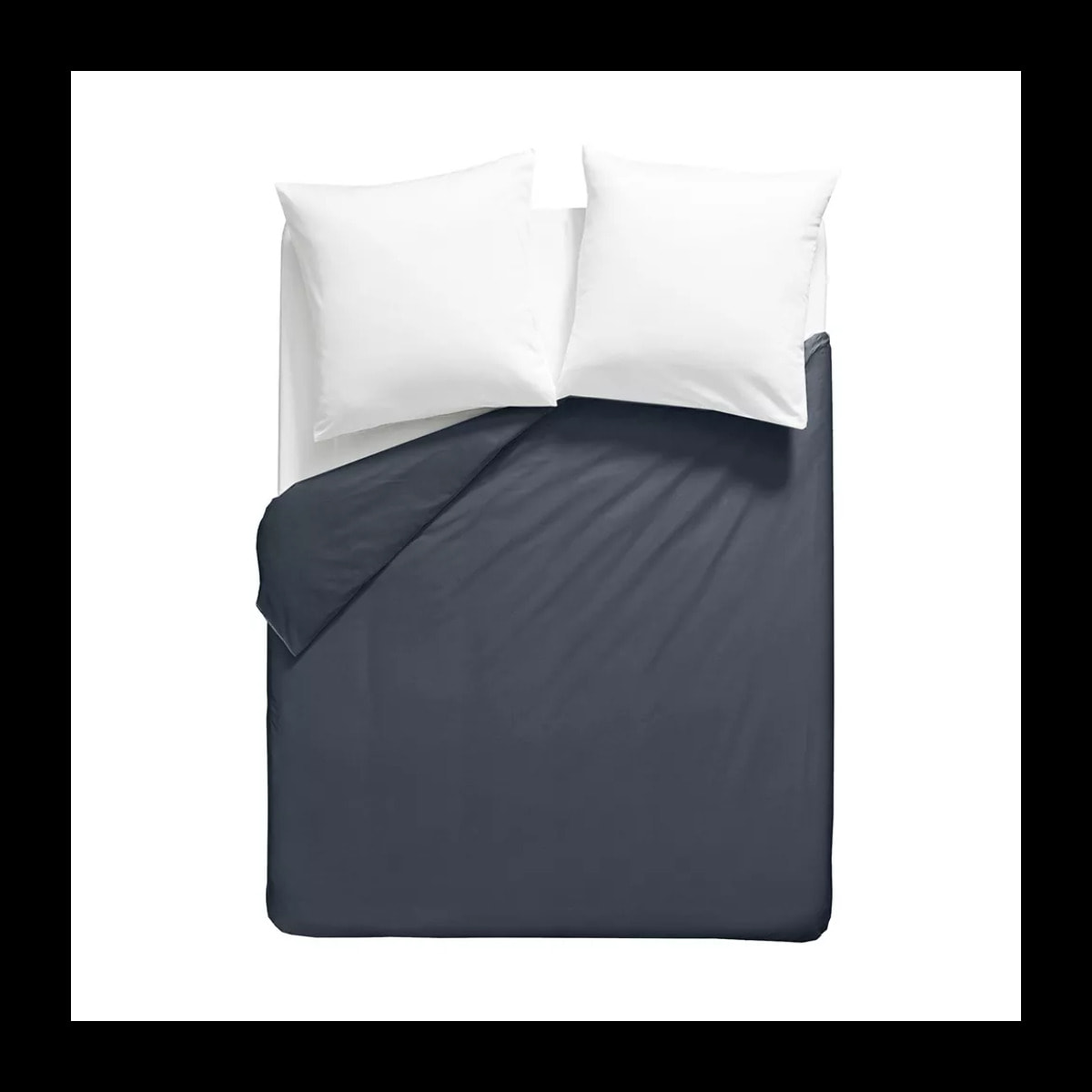 Housse de couette percale de coton uni bleu La percale francaise bleu