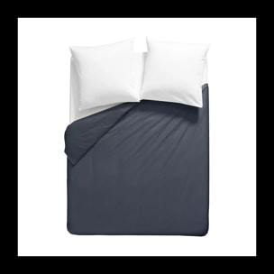 Housse de couette percale de coton uni bleu La percale francaise bleu