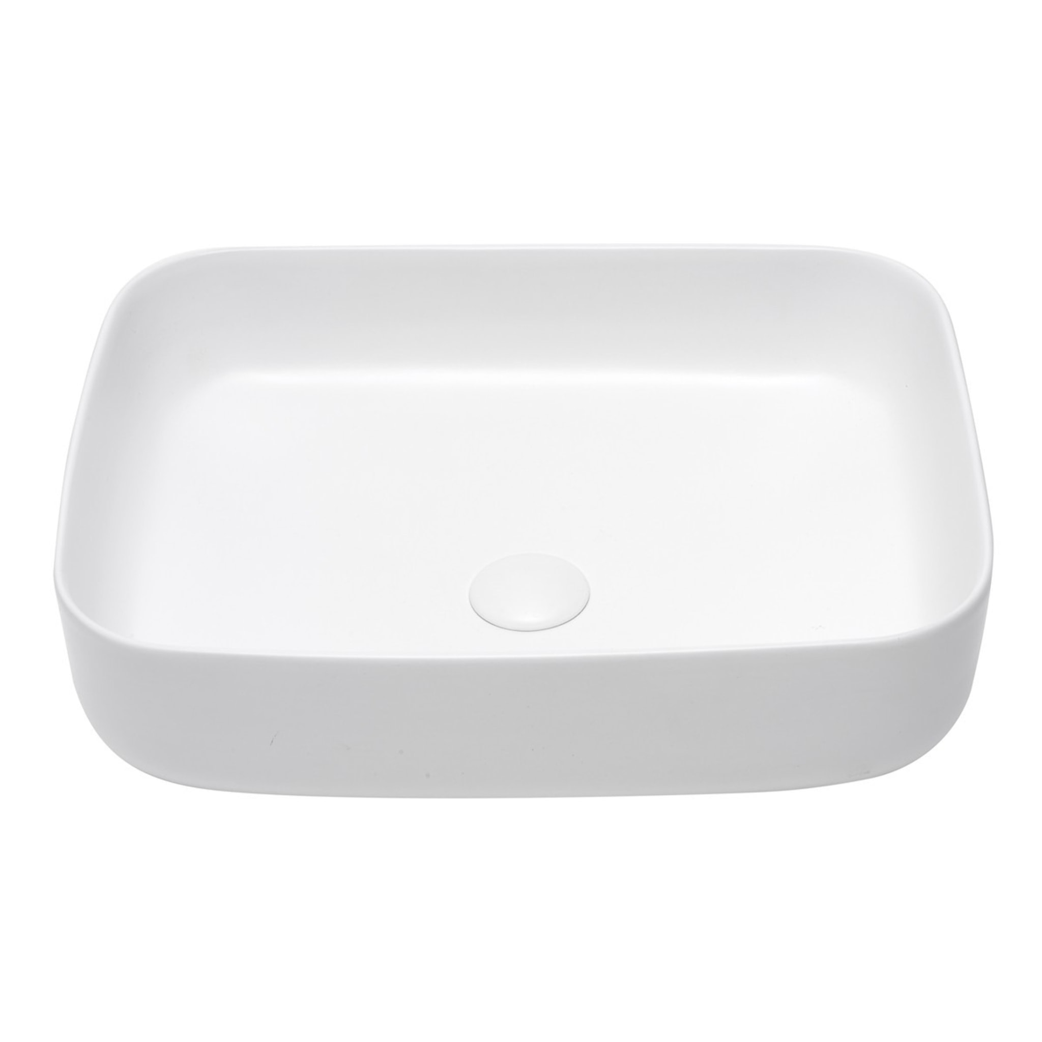 Set vasque à poser rectangulaire 50x39x13cm sans trop-plein + bonde à écoulement libre Infinitio blanc