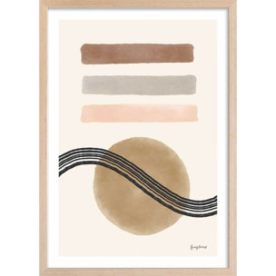 Poster Abstrait des années 50 Affiche + cadre en bois - Chêne