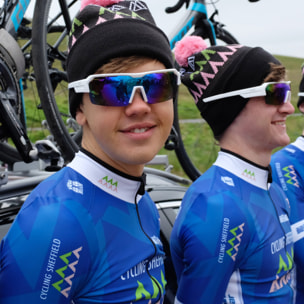 Gafas de deportes acuáticos OCEAN RACE - Blanco mate / Revo azul y plaquetas y puntas azules