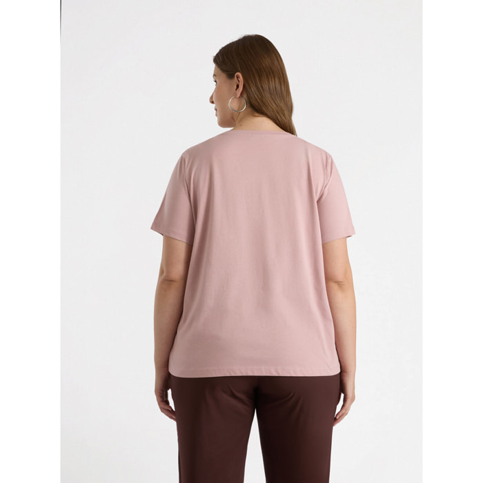 Fiorella Rubino - T-shirt ricamata - Rosa cipria