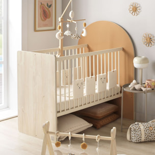 Pack chambre bébé évolutif – lit bébé 120x60 transformable en 90x190 + commode à langer évolutive en bureau