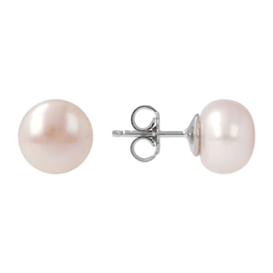 Orecchini a Bottone in Argento con Perle d'Acqua Dolce Rosa Ø 9/9.5 mm