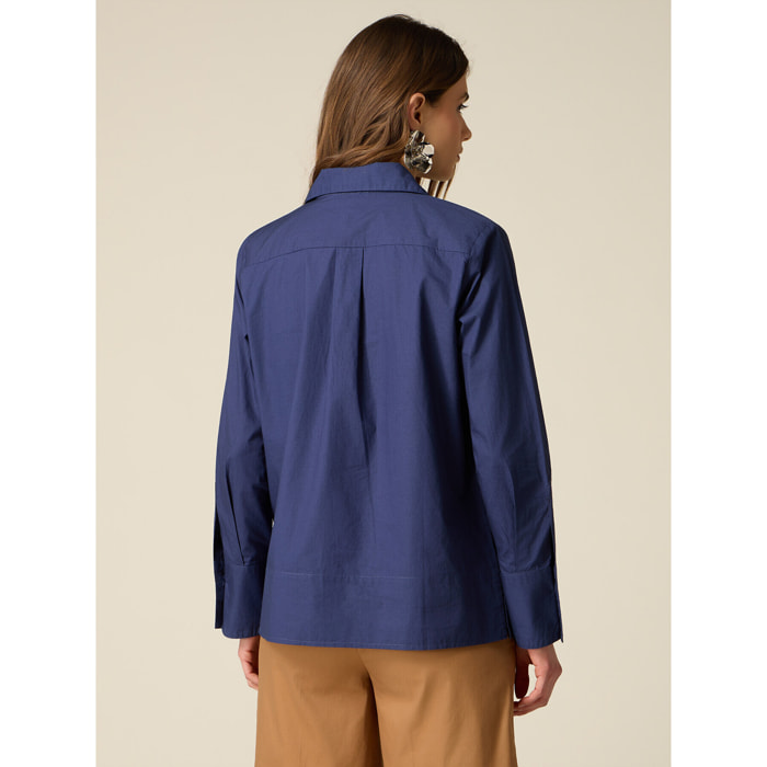 Oltre - Blusa de algodón con cristales - Azul