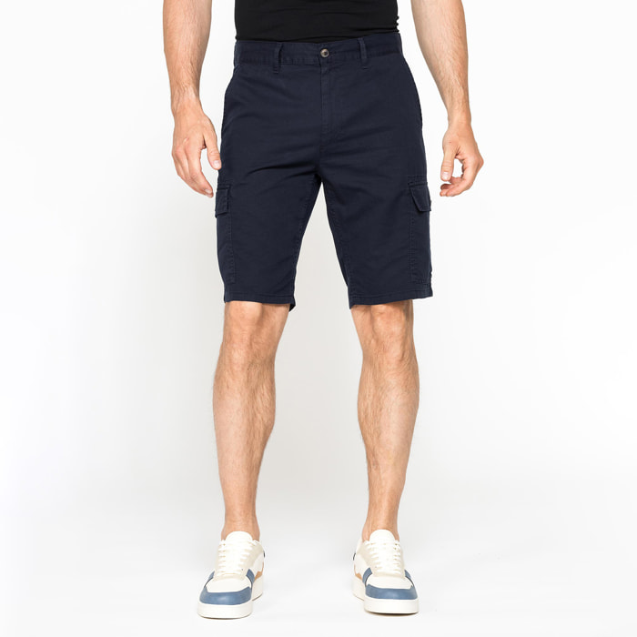 BERMUDA CARGO IN GABARDINA LEGGERA CON TASCONI