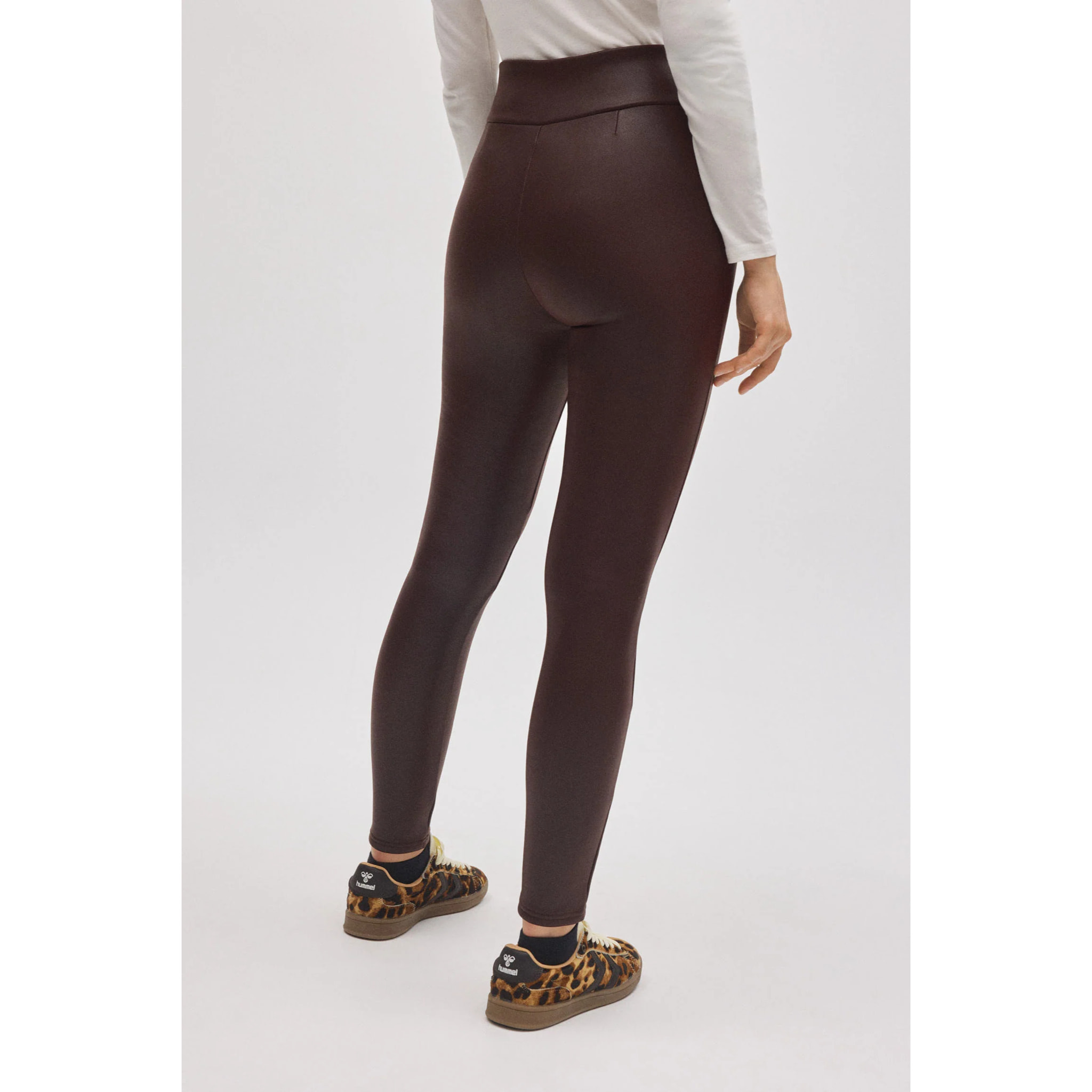 Leggings termici effetto pelle color cioccolato