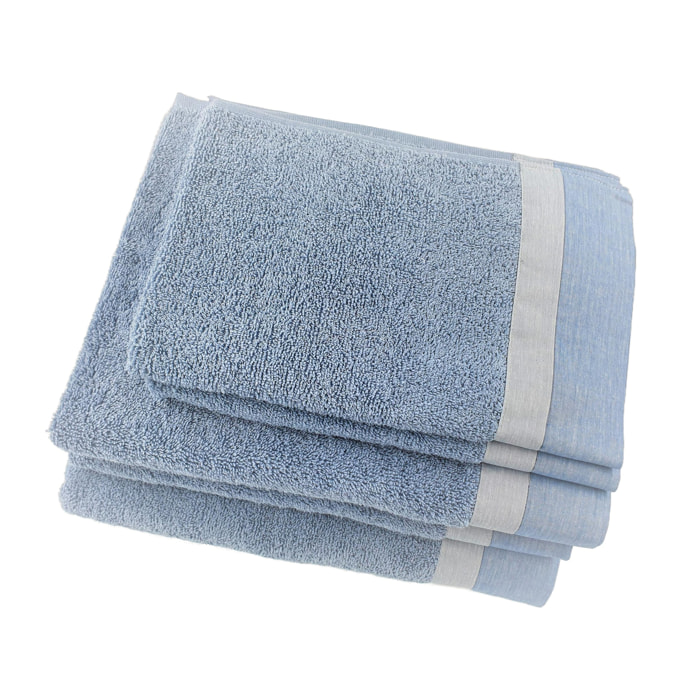 Set Spugna VARAZZE 5 Pezzi: 2 Viso+2 Ospite + 1 Telo Bagno - 450 gr/m² - 100% Puro Cotone