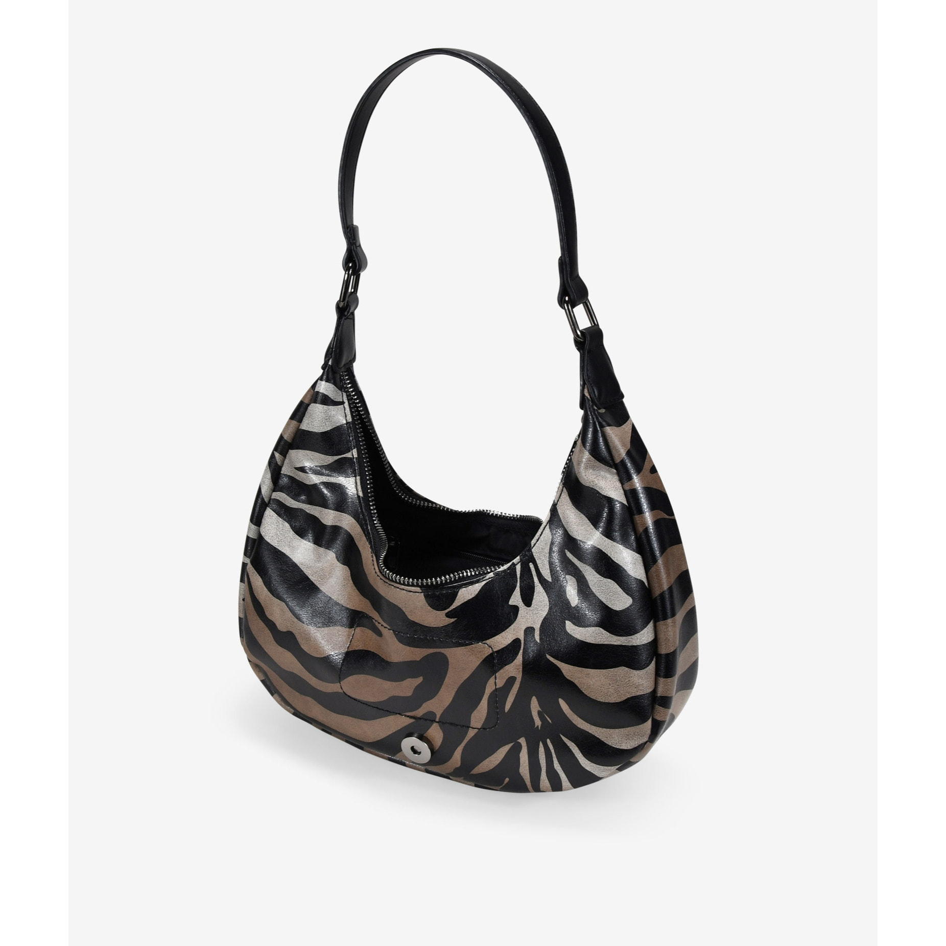 Bolso de hombro cebra con solapa y hebilla