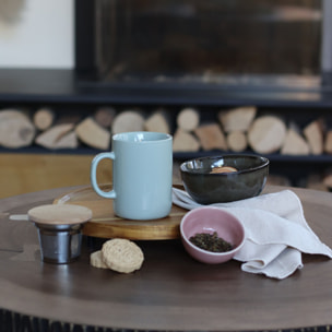 Tisanière en grès céladon avec couvercle en bois 350ml ANNA