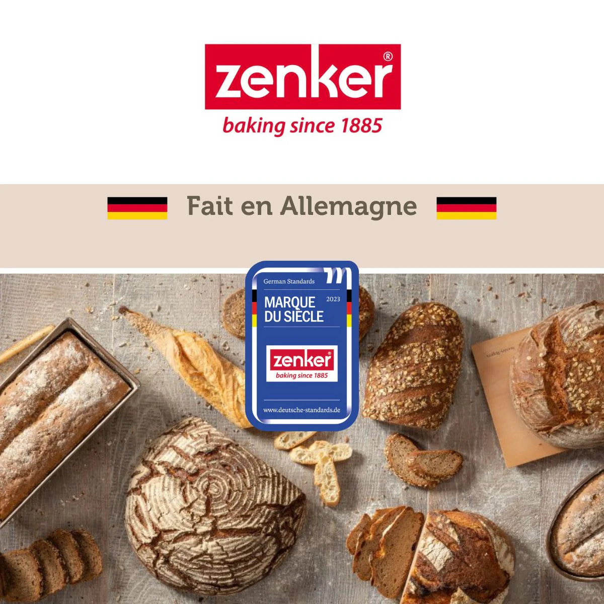 Set pâtisserie avec moule perforé 4 mini baguettes 33 x 22 cm en acier, 2 bols à mixer, verre mesureur et spatule Zenker