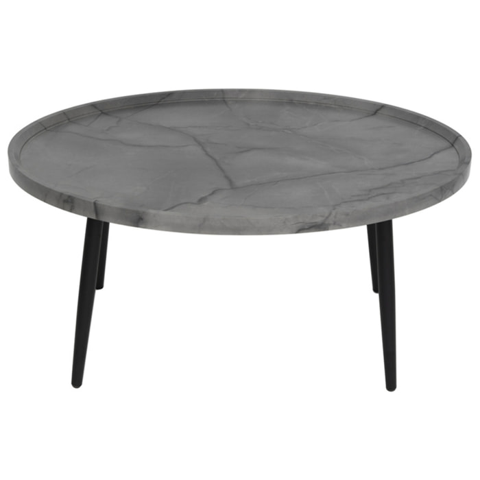 Helsinki - table basse - effet marbre - 80 cm - Gris