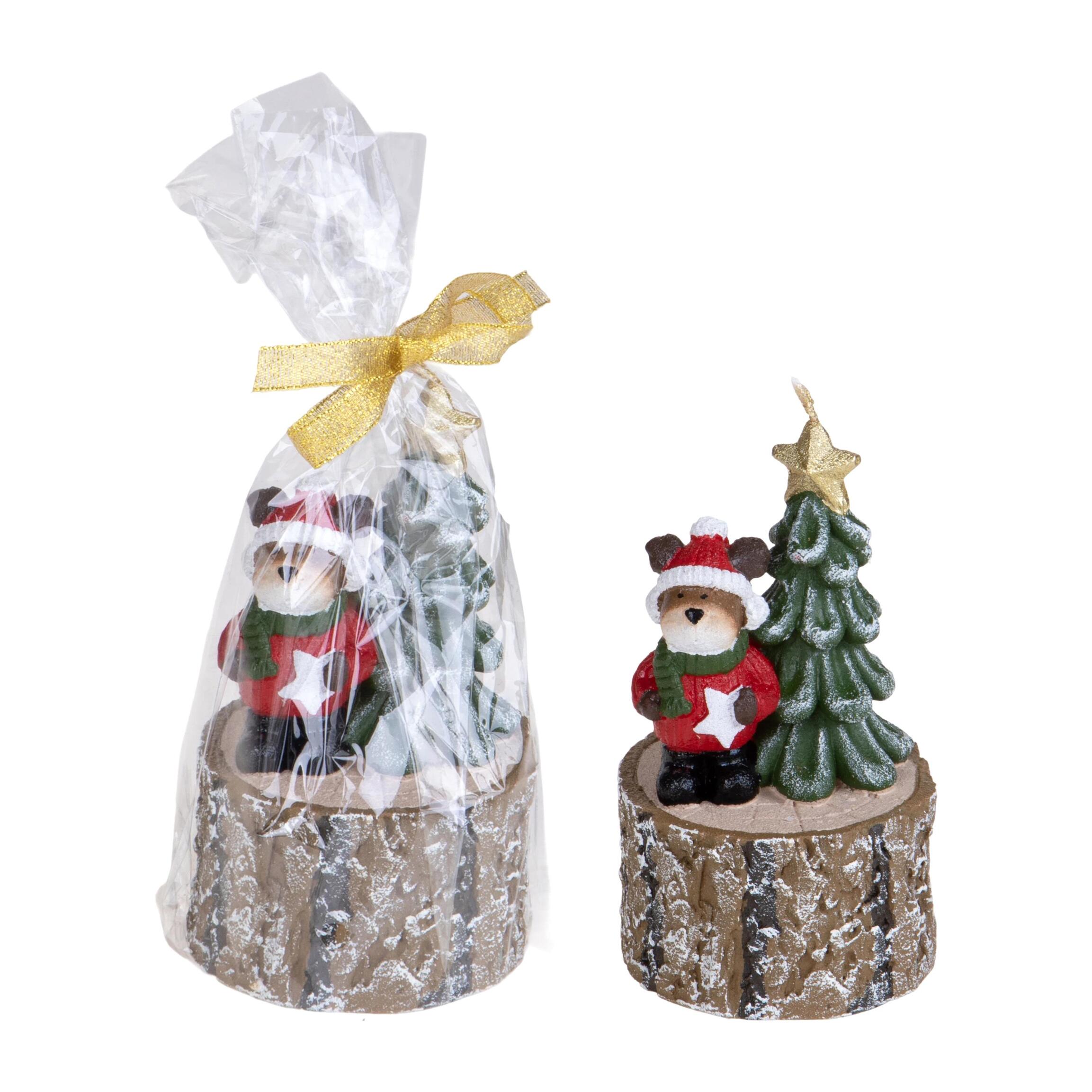 Candela con albero e renna - Pezzi 4 - VERDE - Bianchi Dino SpA
