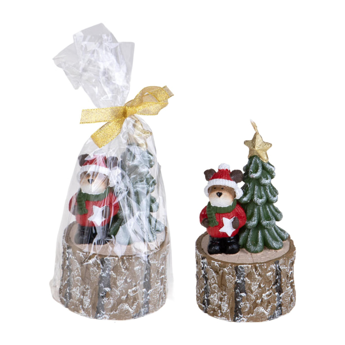 Candela con albero e renna - Pezzi 4 - VERDE - Bianchi Dino SpA