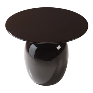 JAMES - Table d'appoint ronde 50x50cm en métal émaillé noir, col doré