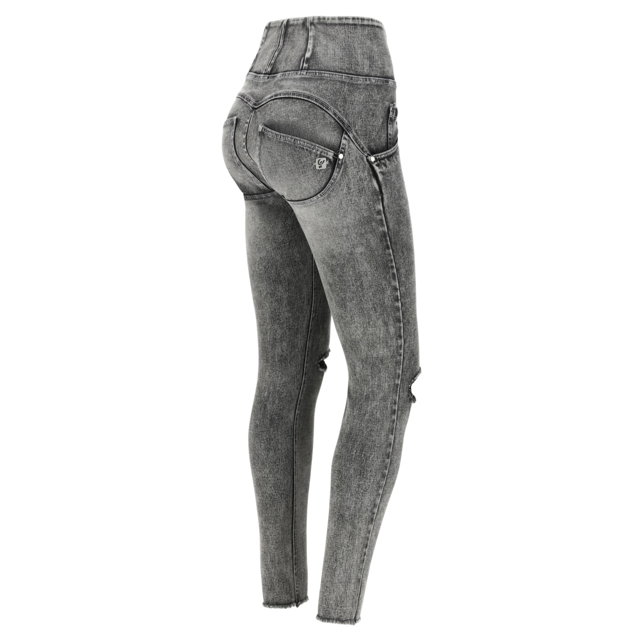 Jeans push up WR.UP® vita alta superskinny denim navetta marble e strappi