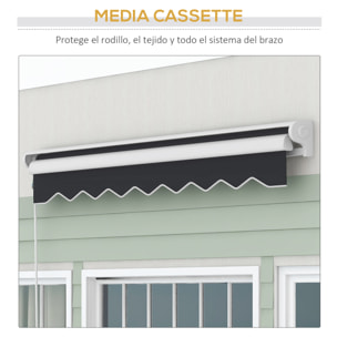 Toldo Eléctrico Retráctil y Manual con Mando a Distancia 2,5x2 m Toldo de Exterior Terraza Enrollable con Manivela y Marco de Aluminio para Jardín Puerta Ventana Gris