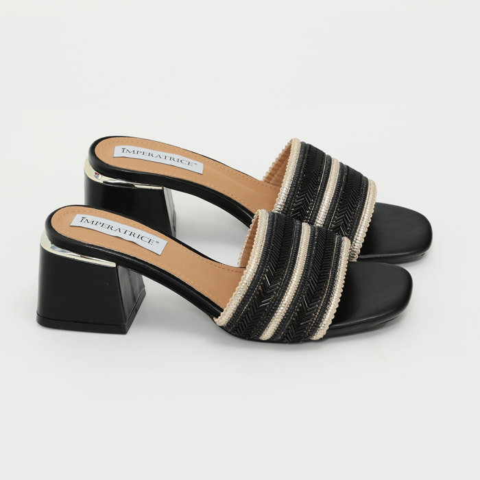 Sandali in simil pelle con tacco comodo quadrato