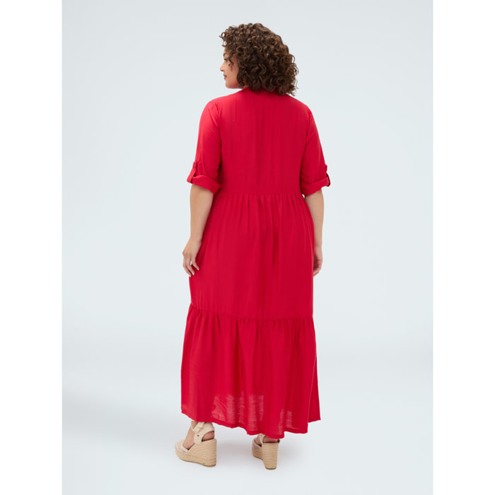 Fiorella Rubino - Vestido camisero Power en mezcla de viscosa - Rojo