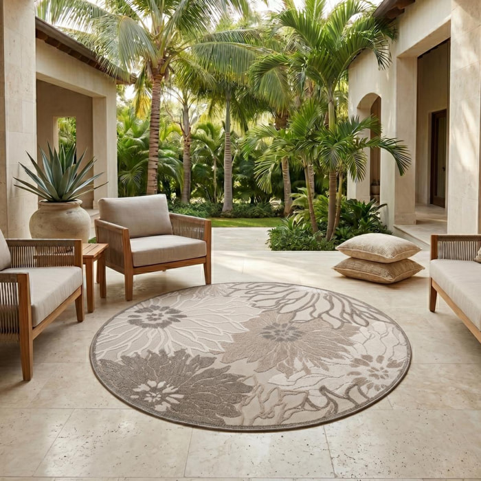 Tapis extérieur tissé kilim rond MEKO