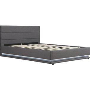 Lit LED avec coffre "Anastasia" - 140 x 190 - Gris foncé