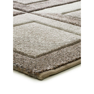 BADET Alfombra geométrica de pelo corto marrón y crema, varias medidas disponibles.
