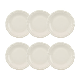Lot de 6 assiettes à dessert en grès blanc 20cm CHARLOTTE