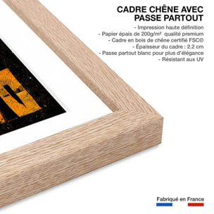 Affiche enfant ville des monstres  Affiche + cadre en bois - Chêne