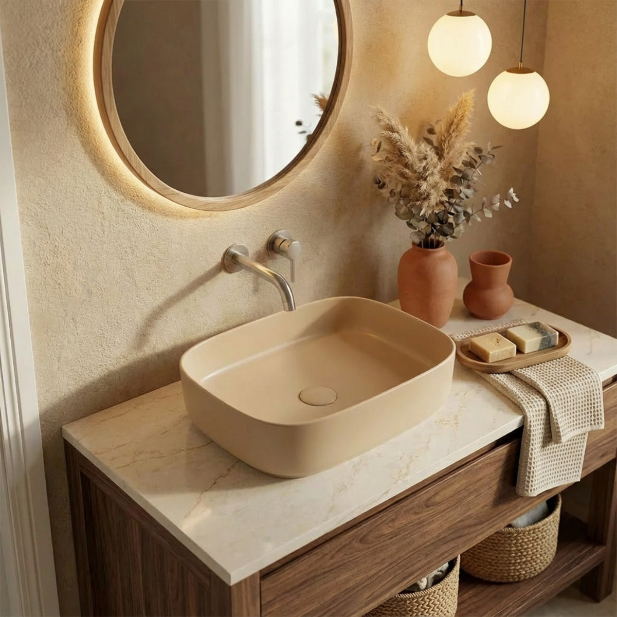 Bonde à écoulement libre 5/4'' - sans trop-plein - moka mat - PixL Ceramia