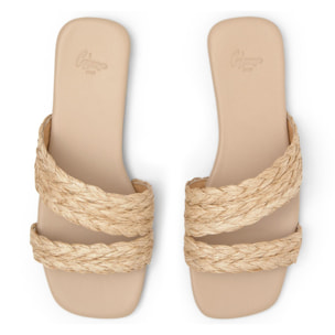 Sandalia plana slip-on Paz en rafia trenzada