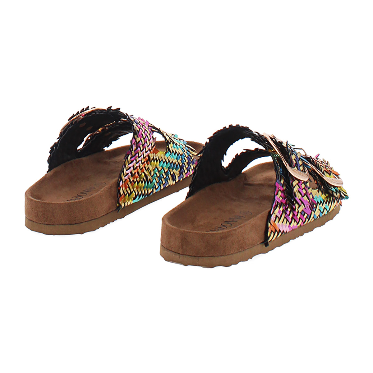 Sandali bassi da donna intrecciati multicolor