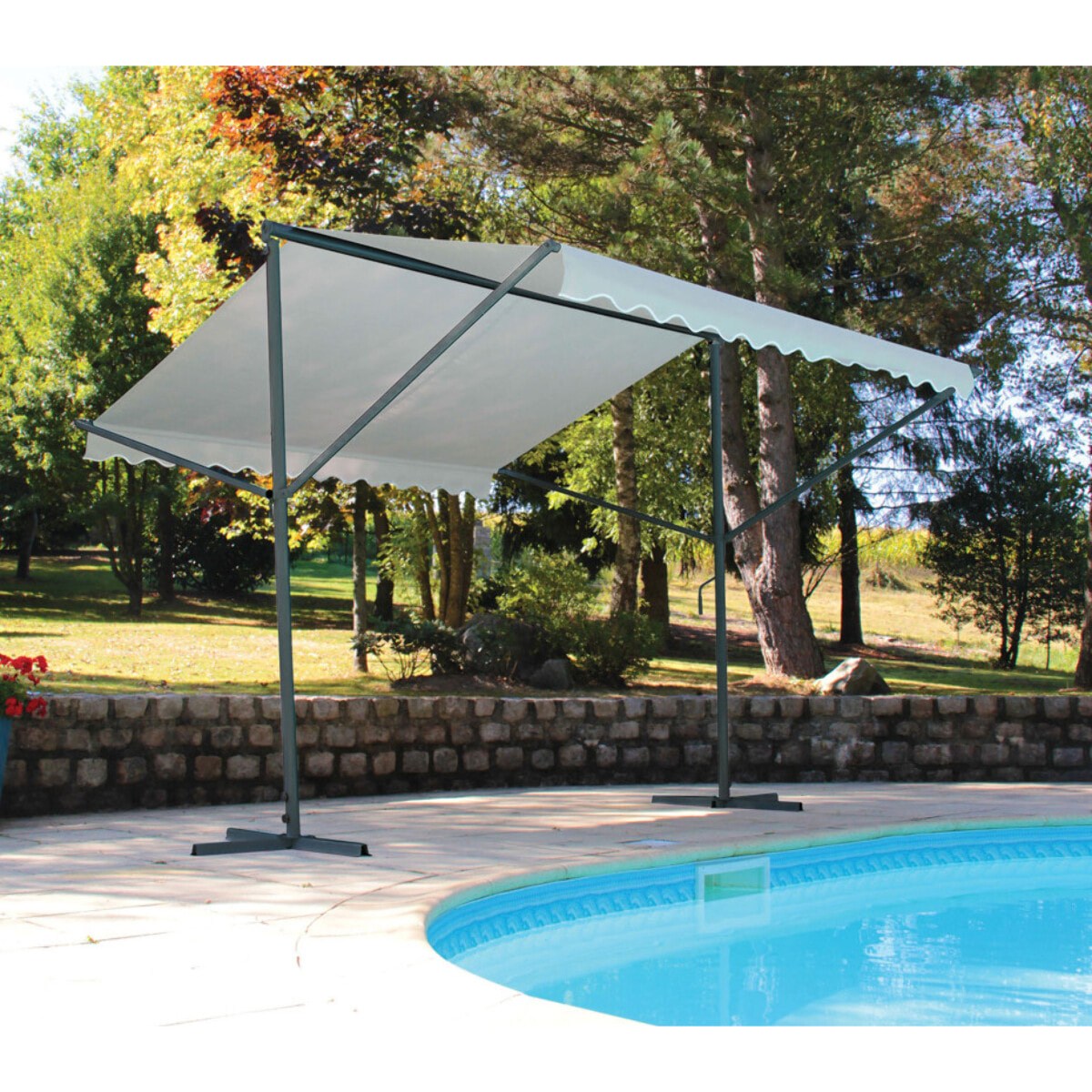 Tonnelle 2 pans 3,5m - acier - écru - COLUMBA