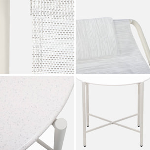 Set de 2 fauteuils relax avec table ronde en acier SALINA