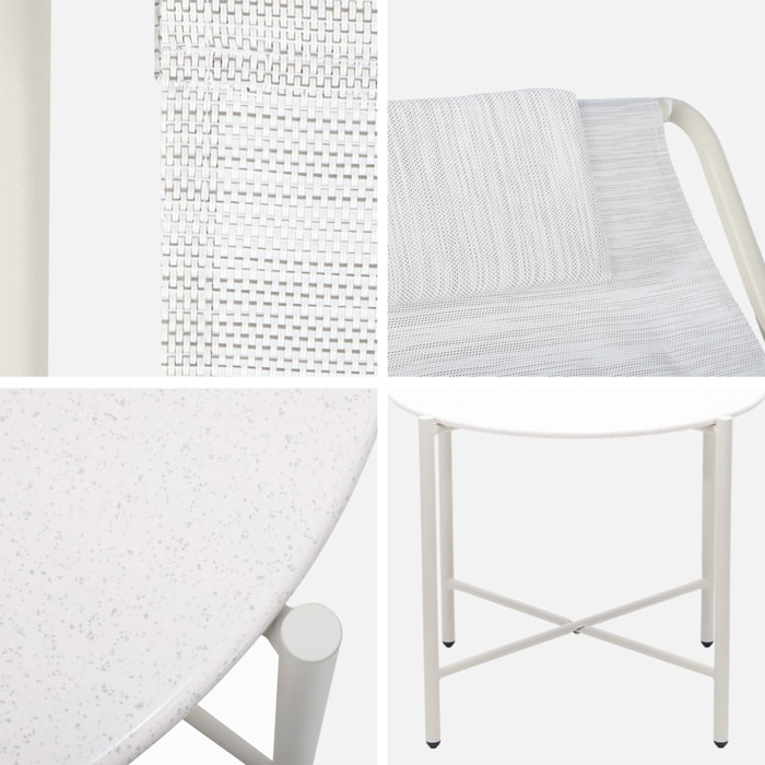 Set de 2 fauteuils relax avec table ronde en acier SALINA