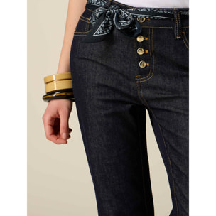 Oltre - Jeans regular con pañuelo en la cintura - Azul