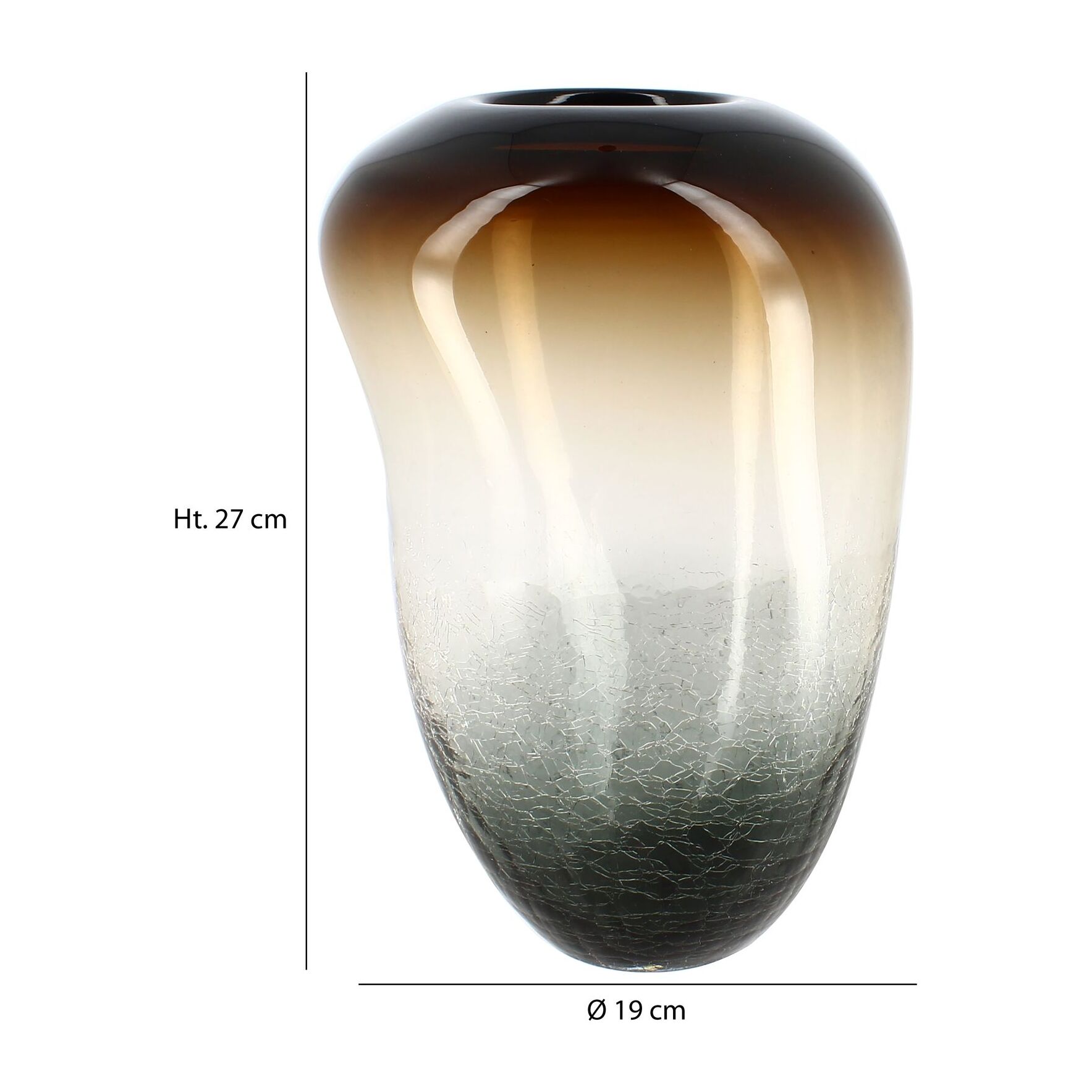Vase marron et noir en verre soufflé h27cm LIV