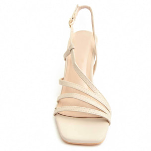 Sandalia de tacón - Beige - Altura: 8 cm