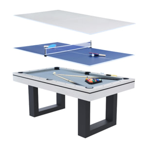 Table multi-jeux 3 en 1 billard et ping-pong en bois blanc ARIES