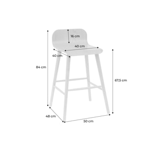 Tabouret de bar scandinave bois d'hévéa 67,5cm (lot de 2) CASSIA