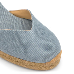 Alpargata chiara cuña 7 cm en algodón orgánico con cintas