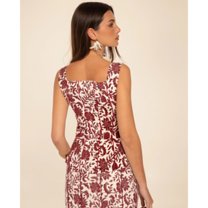 Top estilo corset de tirantes con lino de mujer