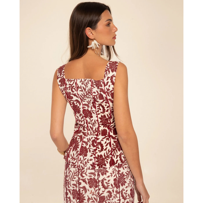 Top estilo corset de tirantes con lino de mujer
