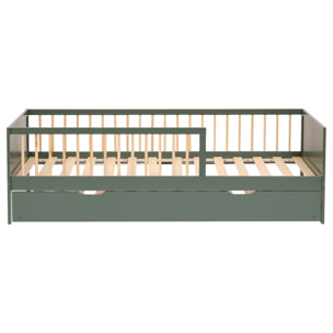 Lit gigogne pour enfant 190x90cm vert ADAM