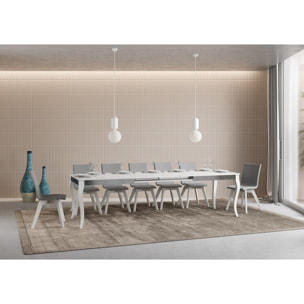 Tavolo Olanda Iron Bianco Frassino 90x160 allungato 90x264 telaio grigio 142