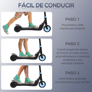 Patinete Eléctrico para Niños de +6 Años Plegable con Altura Ajustable Azul