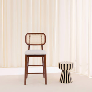 Tabouret de bar bois d'hévéa cannage et bouclette 66,5cm (lot de 2) MANI