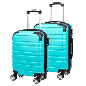 Set di 2 valigie Trolley espandibili, in materiale leggero ABS ad alta resistenza con angoli rinforzati. Chiusura numerica, 4 ruote doppie girevoli a 360° e rimovibili.
