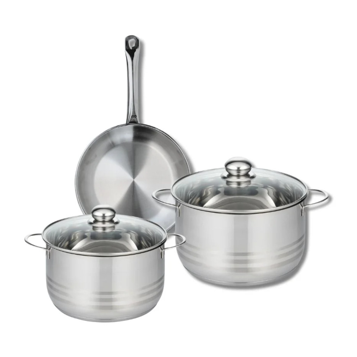 Ensemble de 1 Poêle de cuisson 24 cm et 2 faitouts 20 et 24 cm Elo Profi Brillant